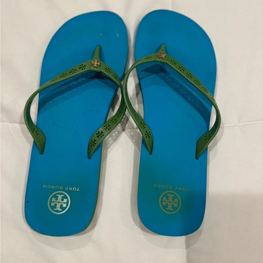 Tory Burch Blue and Green Sandals